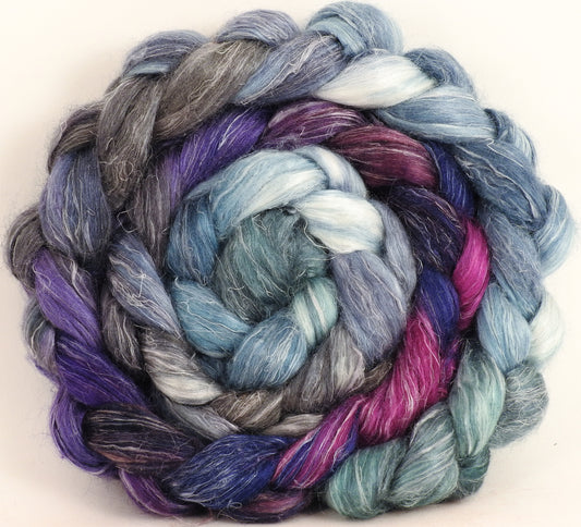 Hand dyed Tussah Silk / flax roving - Earl Grey - (65/35) - (5.2 oz.) - Inglenook Fibers