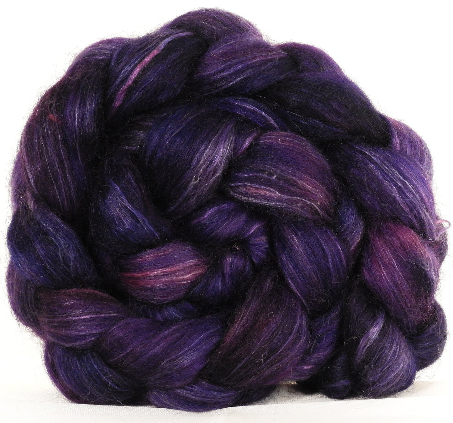 Wensleydale/ mulberry silk roving ( 65/35) - Damson Plum - (5.3 oz.) - Inglenook Fibers