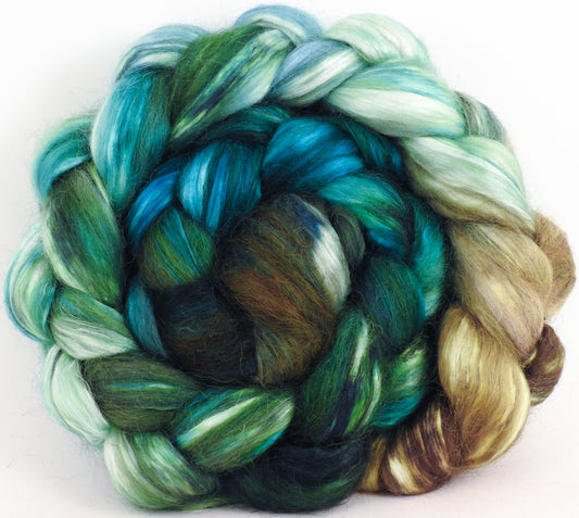 Hand-dyed wensleydale/ mulberry silk roving (65/35) - Aventurine - 5.4 oz. - Inglenook Fibers