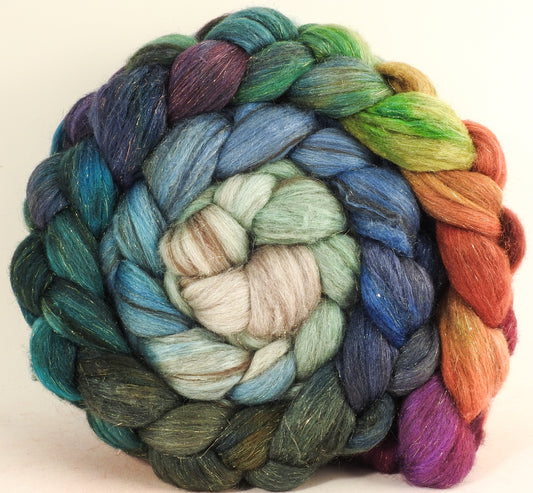 Twinkle Lights - Batt in a Braid #53- YAK/ Tussah silk/ Superfine Merino/Gold Stellina(30/30/30/10)