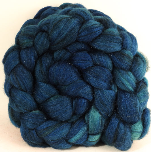 Mariner -(4.5 oz) Batt in a Braid #53- YAK/ Tussah silk/ Superfine Merino/Gold Stellina(30/30/30/10)