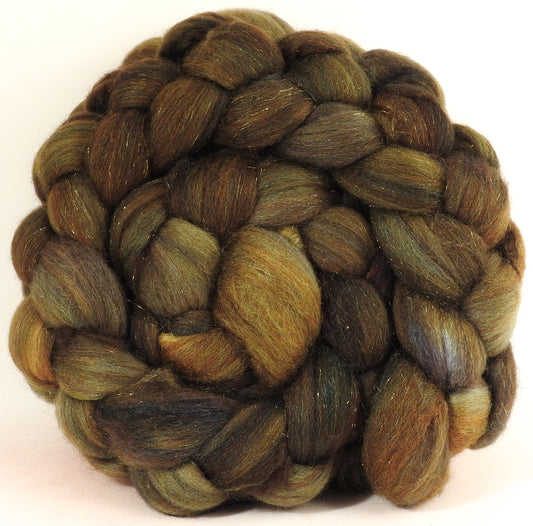 Bronze - Batt in a Braid #53- YAK/ Tussah silk/ Superfine Merino/Gold Stellina(30/30/30/10)