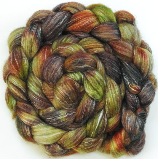 Open Sesame (5.4 oz) Batt in a Braid #57- Camel/Baby Alpaca/Mint fiber  (50/25/25)