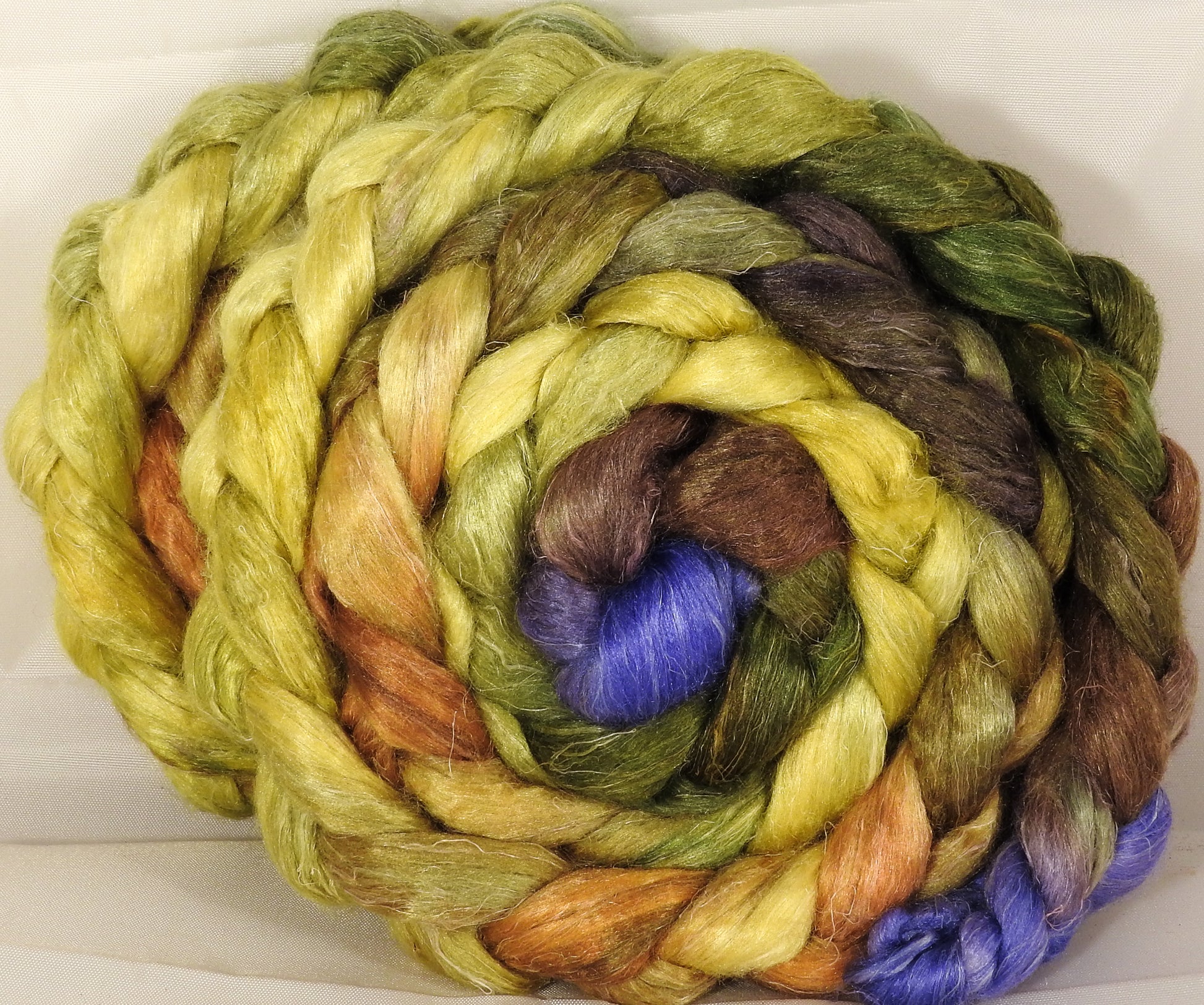 Tussah Silk / flax roving (65/35)- Tuscany - 6.5 oz. - Inglenook Fibers