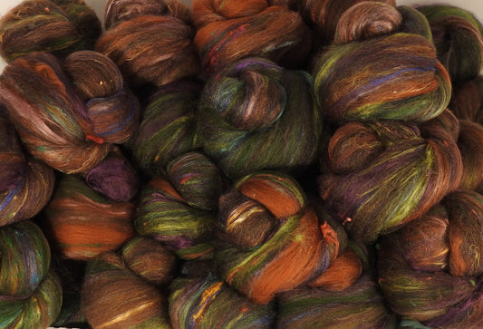 Sticklebatts- North Ronaldsay, merino, rambouillet, silk, bamboo, silk noil, (4.45 oz.) - Inglenook Fibers