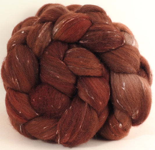 Batt in a Braid #42 - Petrified Wood -(4.4 oz)  Polwarth/ Tweed Blend / Peduncle&Tussah Silk( 50/25/25)