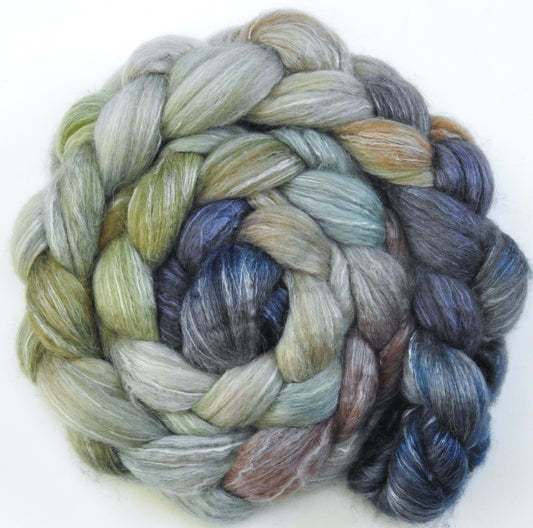Downpour (5.2 oz) Batt in a Braid #57- Camel/Baby Alpaca/Mint fiber  (50/25/25)