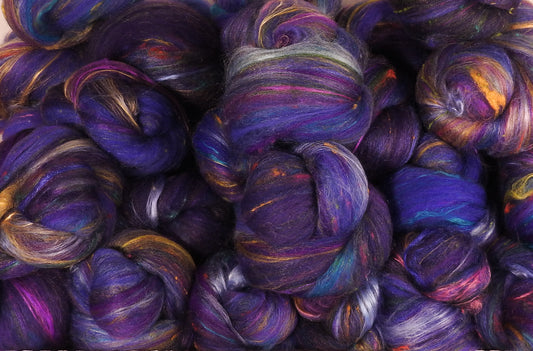 Sticklebatts- Coopworth/Romney, merino, rambouillet, faux cashmere, silk, bamboo, silk noil, (4 oz.) - Inglenook Fibers