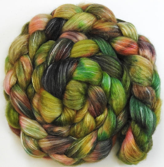 Salad Days (5.4 oz) Batt in a Braid #57- Camel/Baby Alpaca/Mint fiber  (50/25/25)