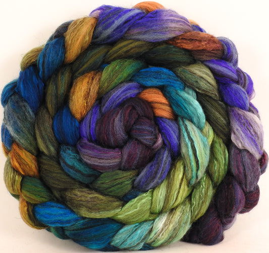 Batt in a Braid #47 - Violet-Crowned Woodnymph Hummingbird (5.3 oz) - Polwarth/ Zwartbles / Mulberry silk (50/25/25) - Inglenook Fibers