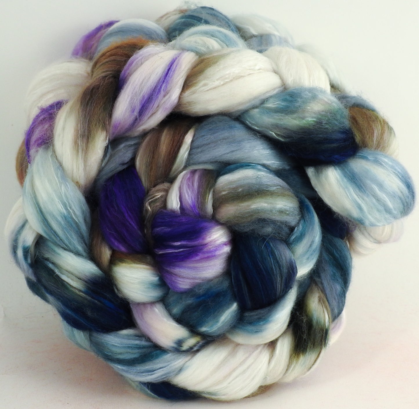 Oyster (5.5 oz) - Batt in a Braid #5- Merino/ Camel/ silk/ faux cashmere/ firestar (25/25/25/12/12)