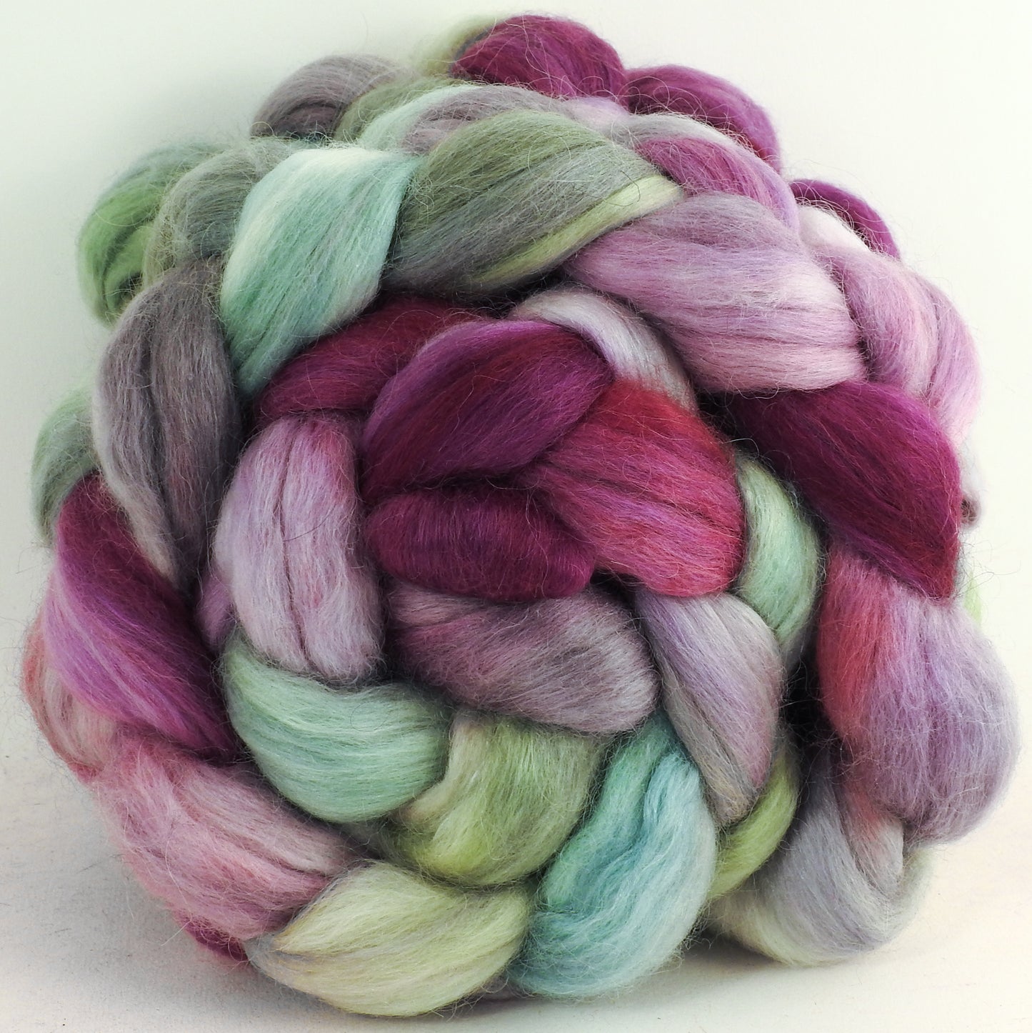 Lady Slipper (5.5 oz) - Batt in a Braid #52- Wensleydale/ Mulberry silk/ Polwarth (60/25/15)