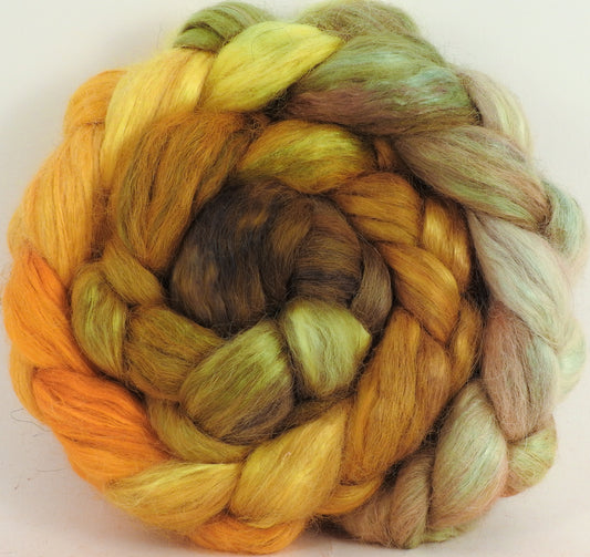 Hand-dyed wensleydale/ mulberry silk roving (65/35) - Tarnished (6.3 oz) - Inglenook Fibers