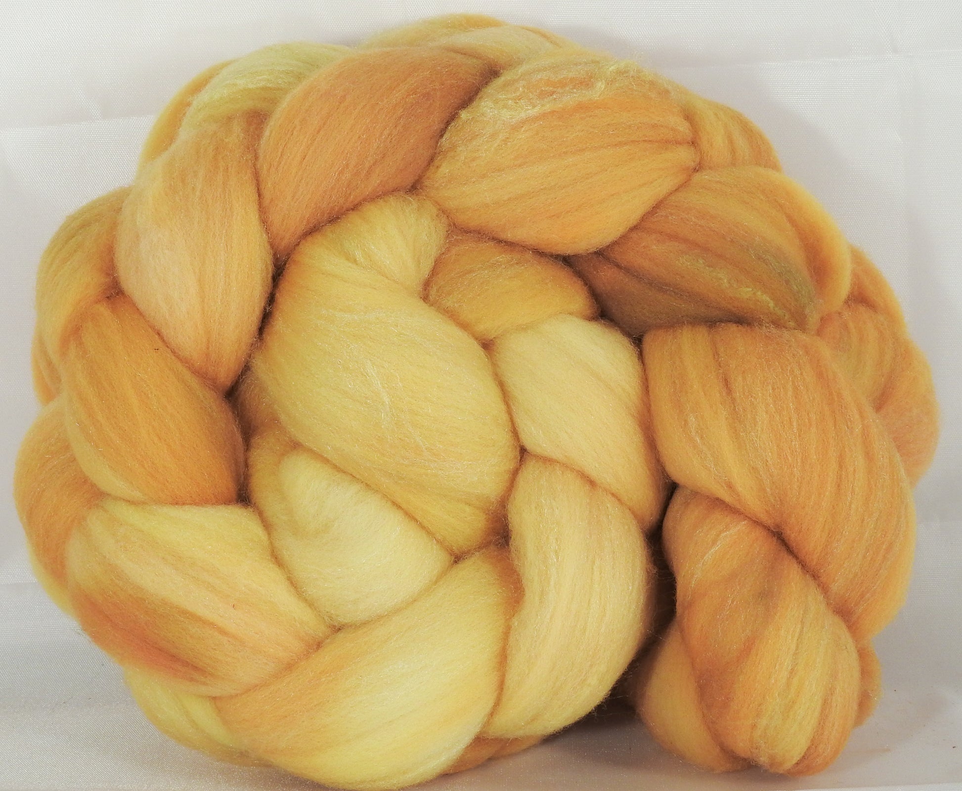 Hand dyed top for spinning -Butter (5.6 oz.)Rambouillet /tussah silk (75/25) - Inglenook Fibers