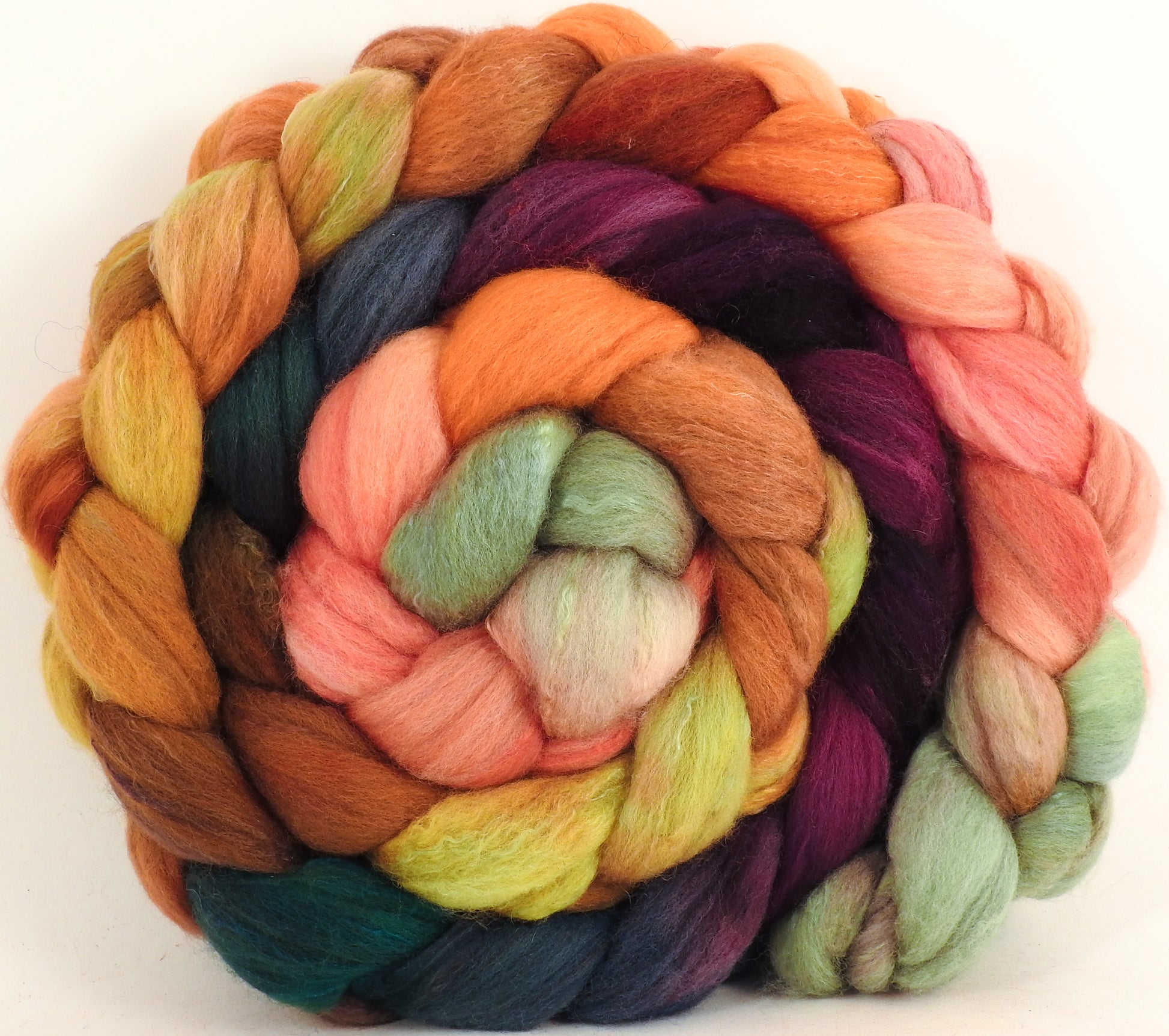 Hand dyed top for spinning - Penny Lane -  Organic Polwarth / Tussah silk (80/20) - Inglenook Fibers