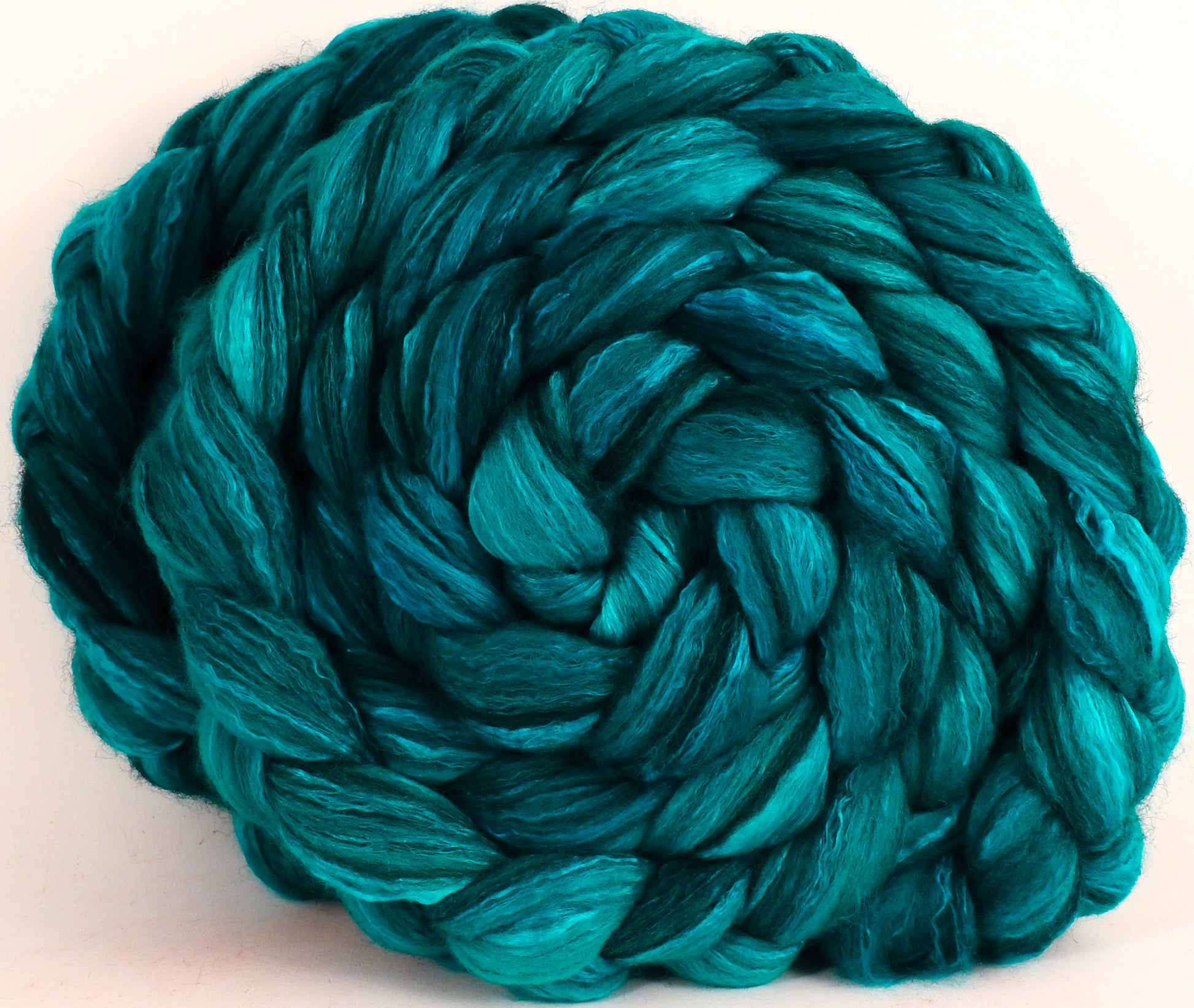 Batt in a Braid #47 - Mallard - Polwarth/ Zwartbles / Mulberry silk (50/25/25) - Inglenook Fibers