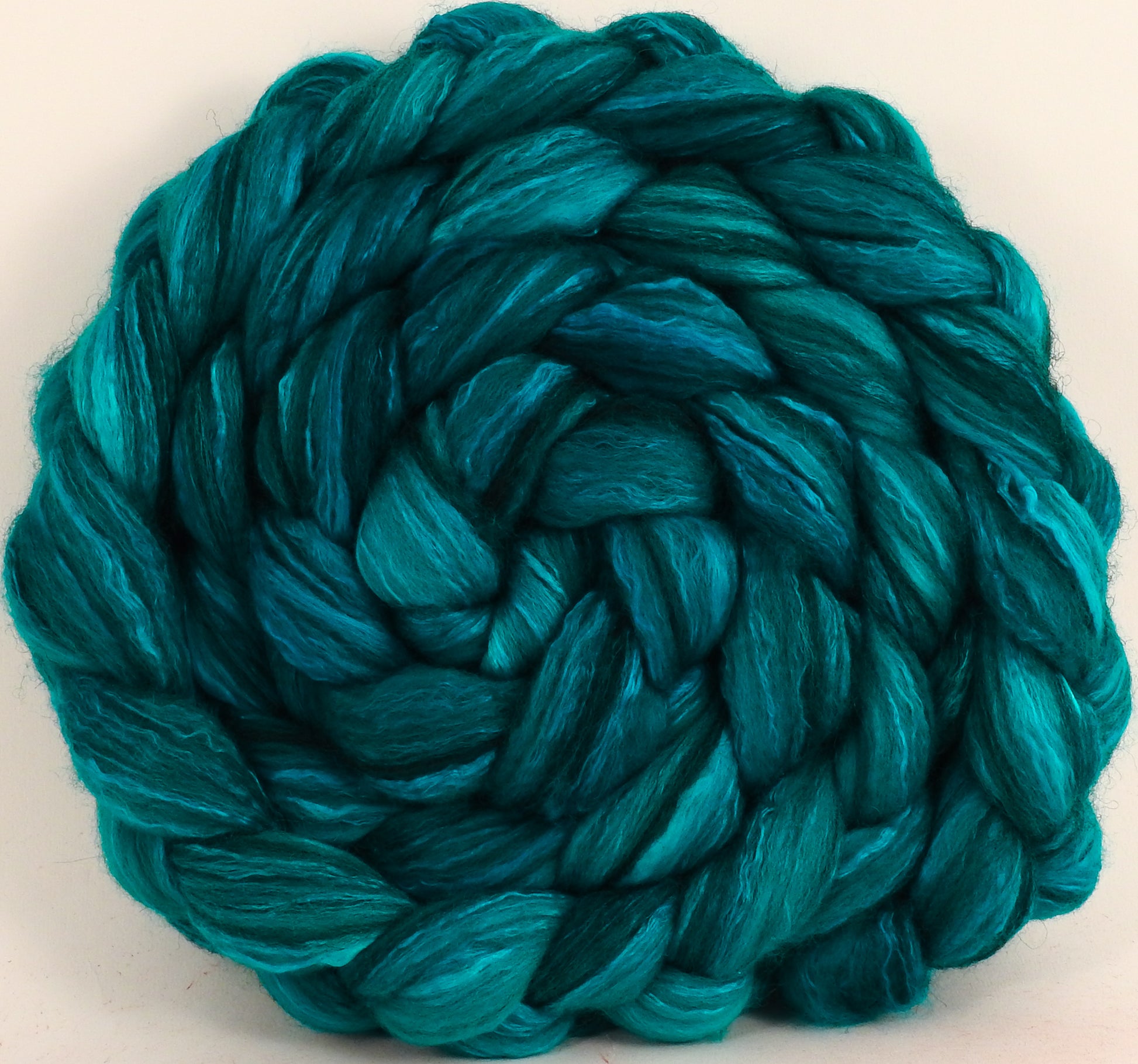 Batt in a Braid #47 - Mallard - Polwarth/ Zwartbles / Mulberry silk (50/25/25) - Inglenook Fibers