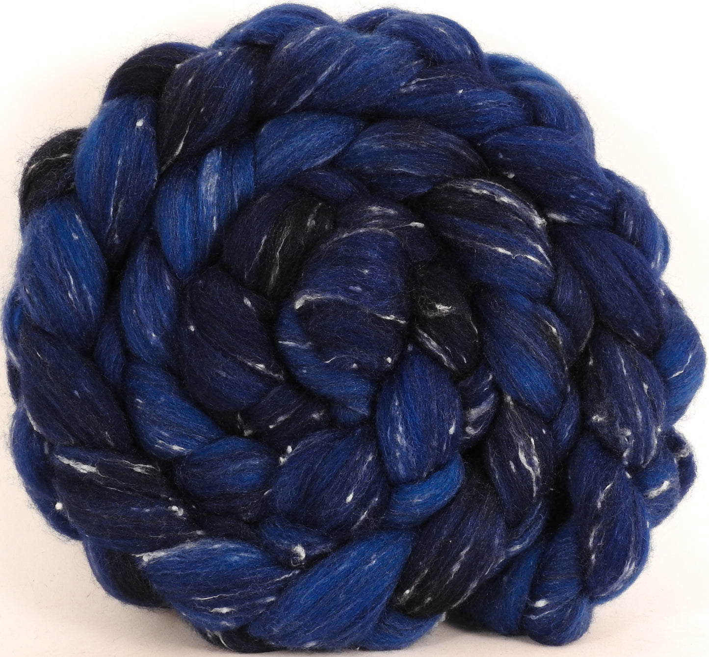 Batt in a Braid #42 - Lights Out - Polwarth/ Tweed Blend / Peduncle&Tussah Silk( 50/25/25) - Inglenook Fibers