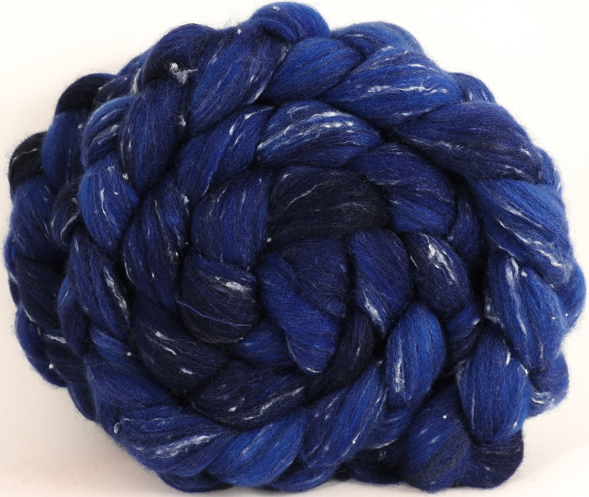 Batt in a Braid #42 - Lights Out - Polwarth/ Tweed Blend / Peduncle&Tussah Silk( 50/25/25) - Inglenook Fibers