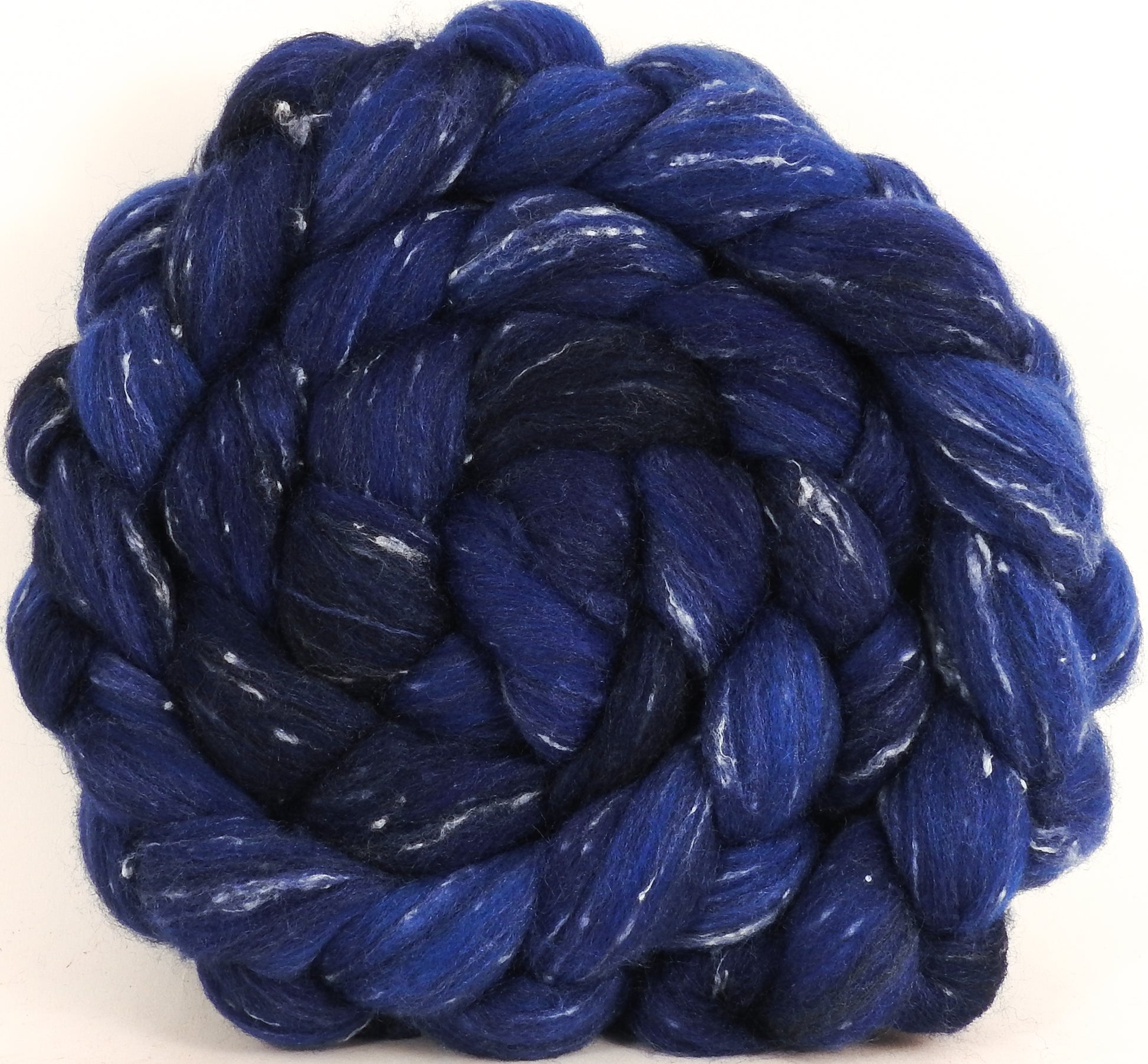 Batt in a Braid #42 - Lights Out - Polwarth/ Tweed Blend / Peduncle&Tussah Silk( 50/25/25) - Inglenook Fibers