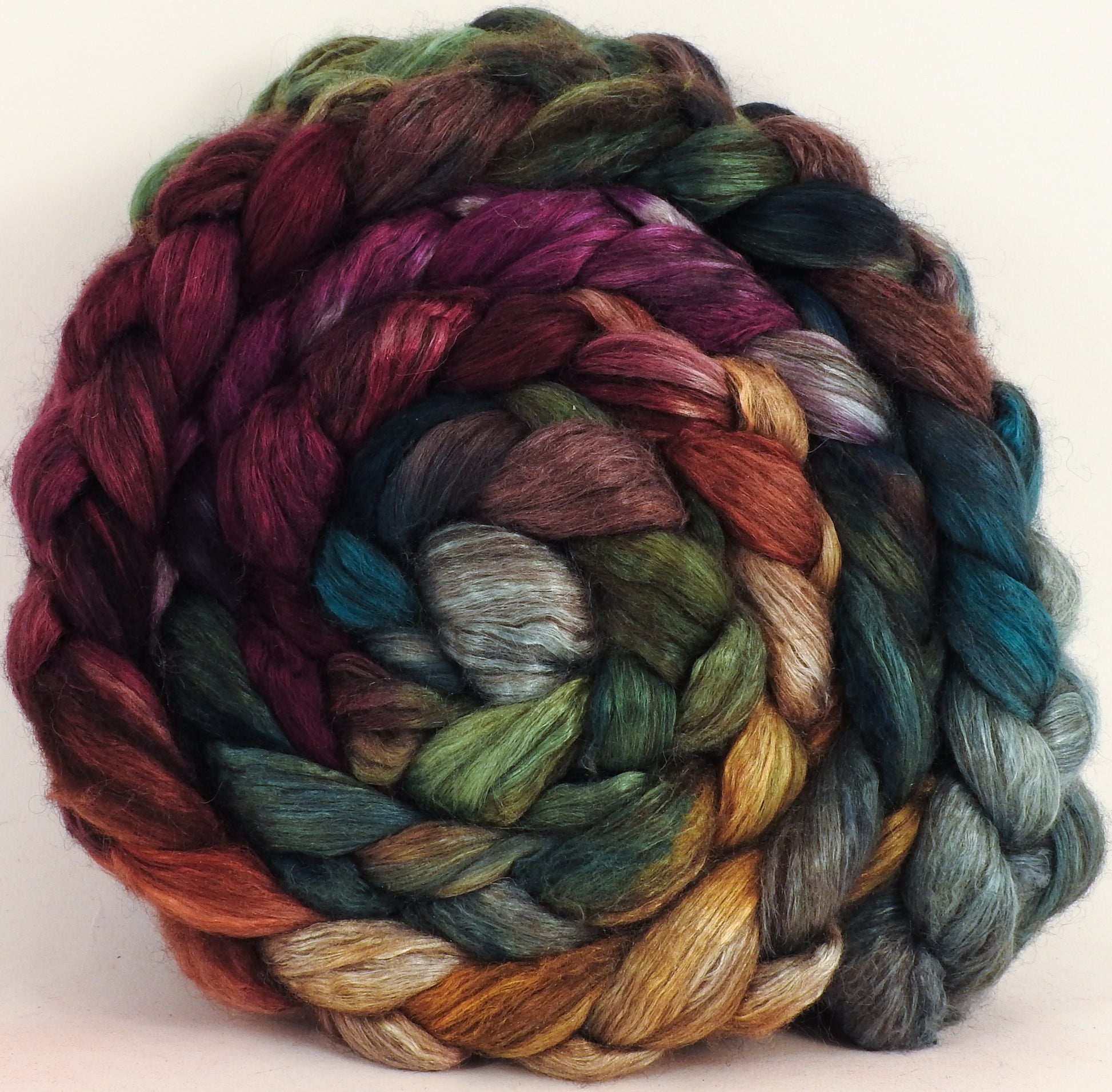 Hand dyed yak/ mulberry silk top - Farm Stand (5.1 oz.) - YAK /silk (50/50) - Inglenook Fibers