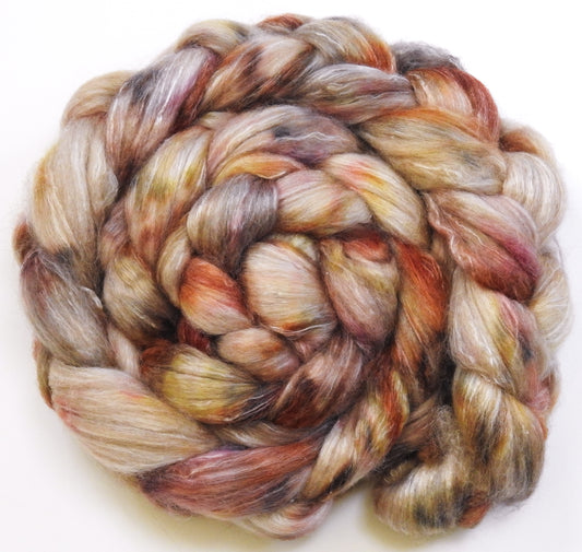 Cockle Shells (5.1 oz) Batt in a Braid #57- Camel/Baby Alpaca/Mint fiber  (50/25/25)