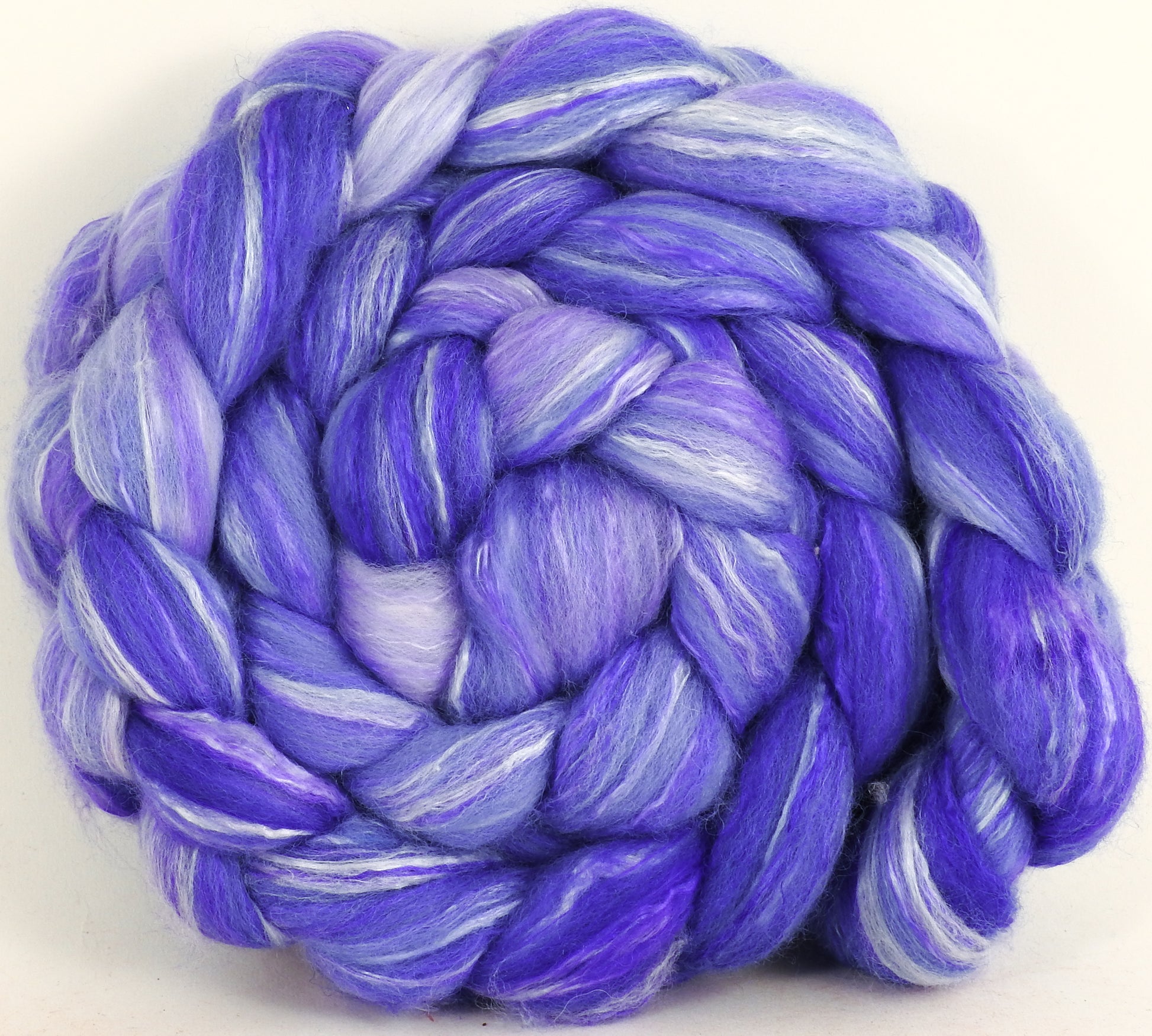 Batt in a Braid #45 - Pale Cornflower - 5.3 oz.- Corriedale/Mulberry Silk/Rose Fiber (60/20/20) - Inglenook Fibers