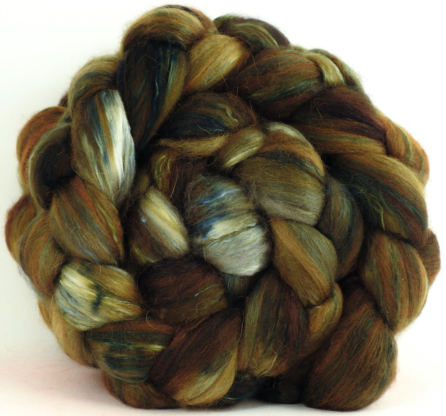 Bracken (5.6 oz) - Batt in a Braid #5- Merino/ Camel/ silk/ faux cashmere/ firestar (25/25/25/12/12)