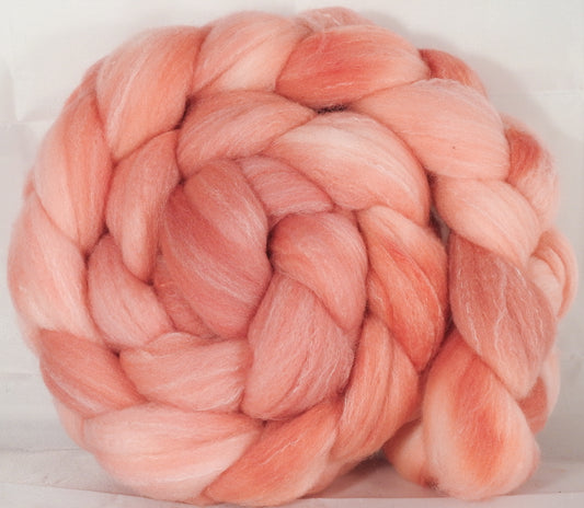 Hand dyed top for spinning -Pink Grapefruit - Targhee/silk/ bamboo ( 80/10/10) - Inglenook Fibers