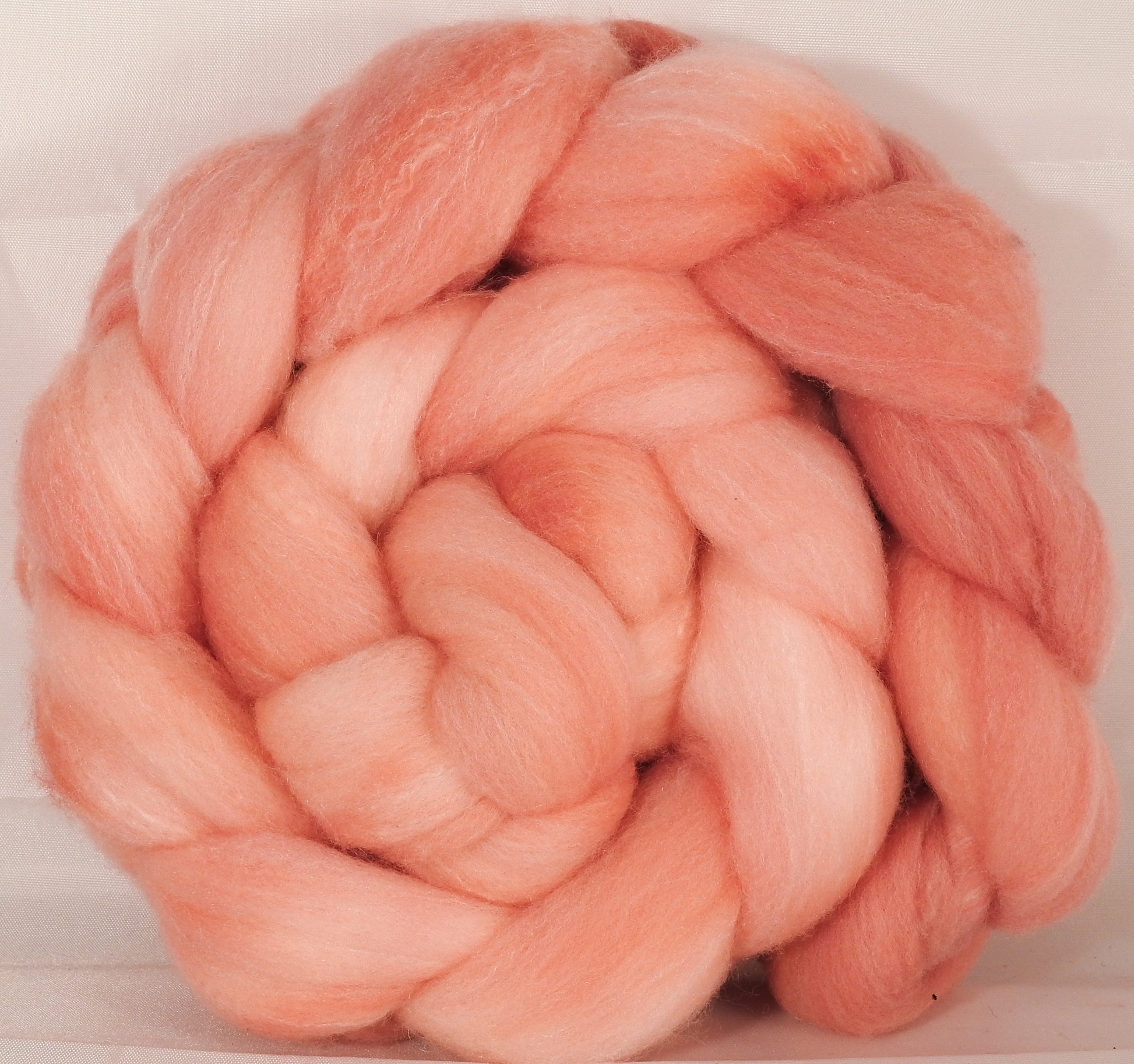 Hand dyed top for spinning -Pink Grapefruit - Targhee/silk/ bamboo ( 80/10/10) - Inglenook Fibers