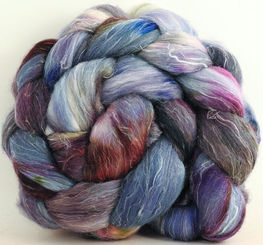 Purple Rain - (5.5 oz) - Batt in a Braid #29 - Rambouillet / Tussah / Flax (40/40/20)-  Fusion Series