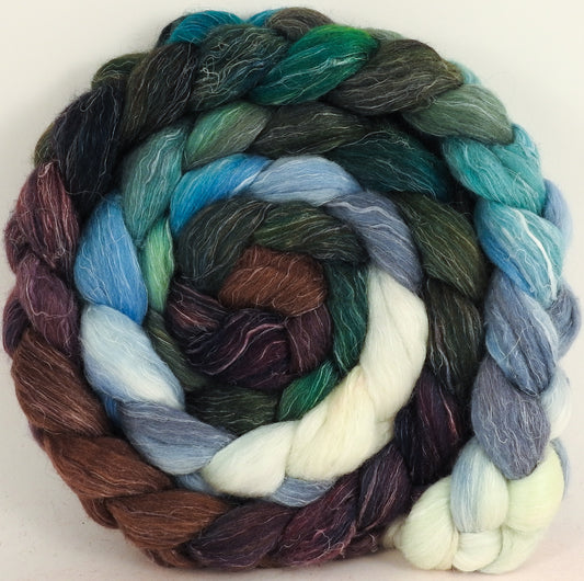 Batt in a Braid #3- Sleigh Ride- (6.2 oz) - Polwarth/ Tussah Silk/ Flax (40/40/20) - Inglenook Fibers