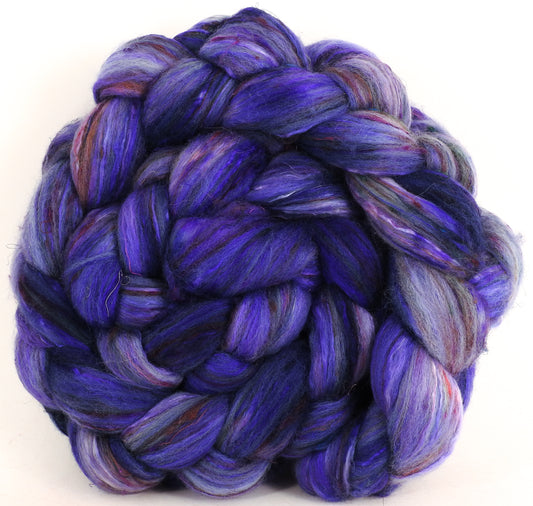 Batt in a Braid #39 - Cornflower -(5.5 oz.) Falkland Merino/ Mulberry Silk / Sari Silk (50/25/25) - Inglenook Fibers