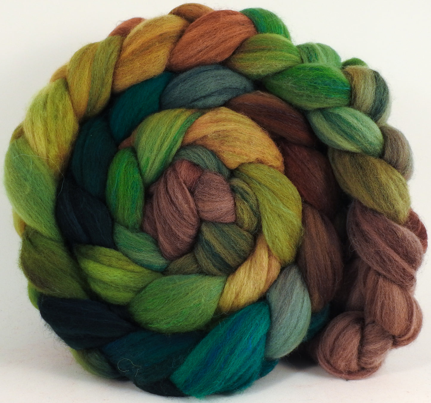 Hand dyed top for spinning - Douglas Fir -  Organic Polwarth / Tussah silk (80/20) - Inglenook Fibers