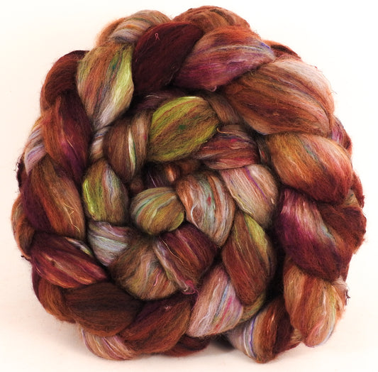 Batt in a Braid #39 - Singular 5 (5.5 oz) - Falkland Merino/ Mulberry Silk / Sari Silk (50/25/25) - Inglenook Fibers