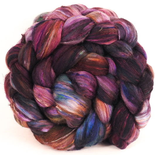 Batt in a Braid #39 - Singular 3 - Falkland Merino/ Mulberry Silk / Sari Silk (50/25/25) - Inglenook Fibers