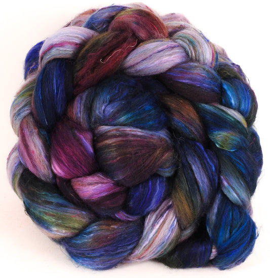 Batt in a Braid #39 - Singular 6 - Falkland Merino/ Mulberry Silk / Sari Silk (50/25/25) - Inglenook Fibers