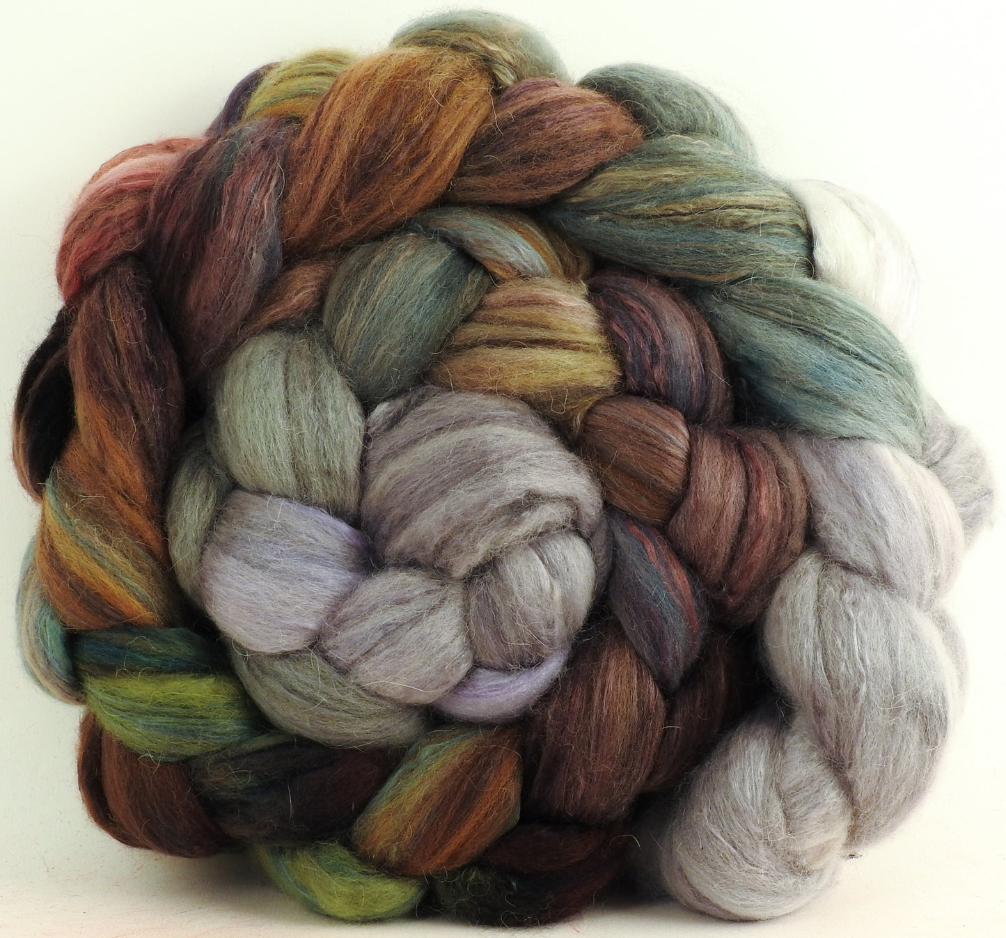 Winter Wren (5.7 oz) - Batt in a Braid #5- Merino/ Camel/ silk/ faux cashmere/ firestar (25/25/25/12/12)