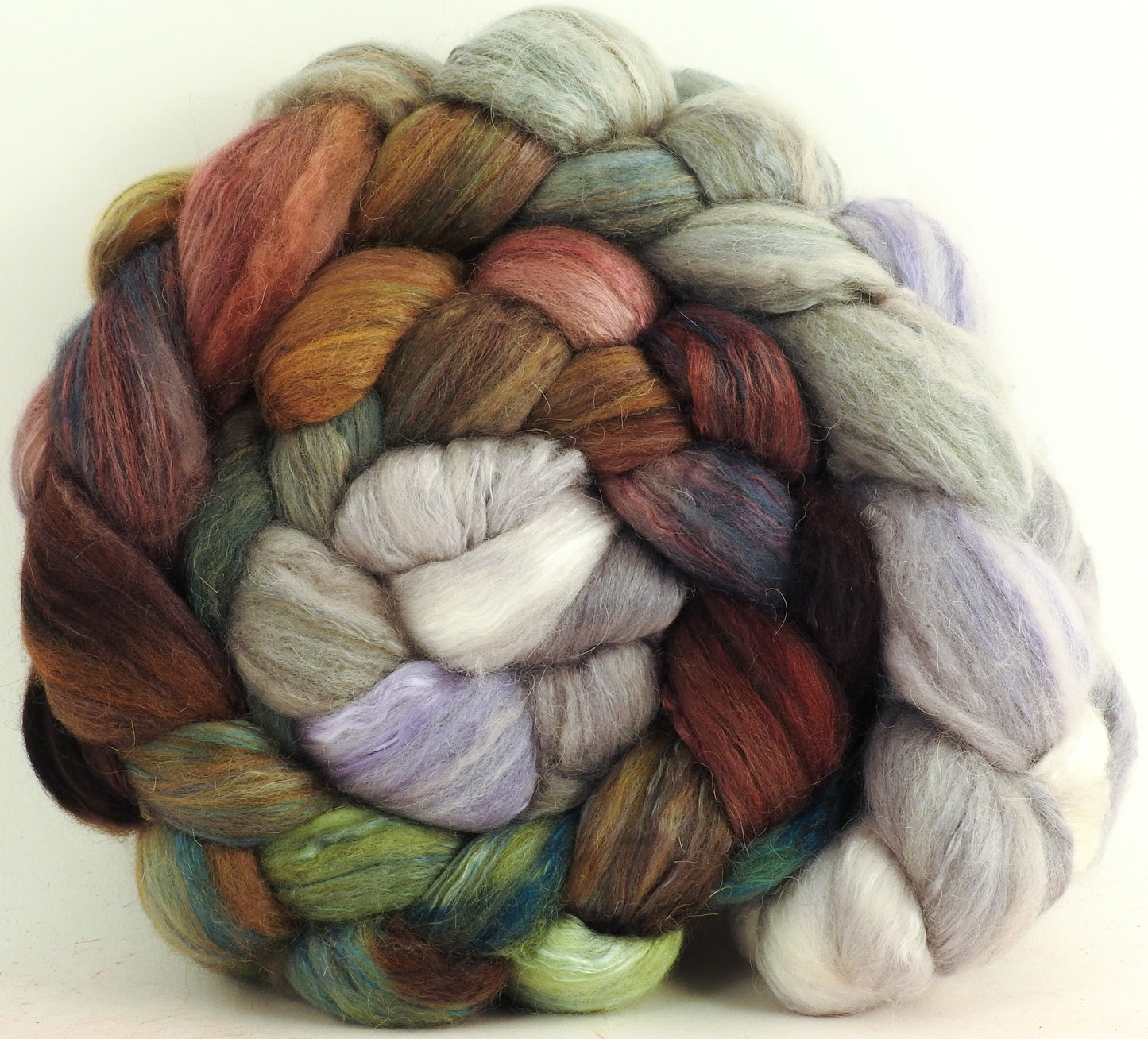 Winter Wren (5.7 oz) - Batt in a Braid #5- Merino/ Camel/ silk/ faux cashmere/ firestar (25/25/25/12/12)