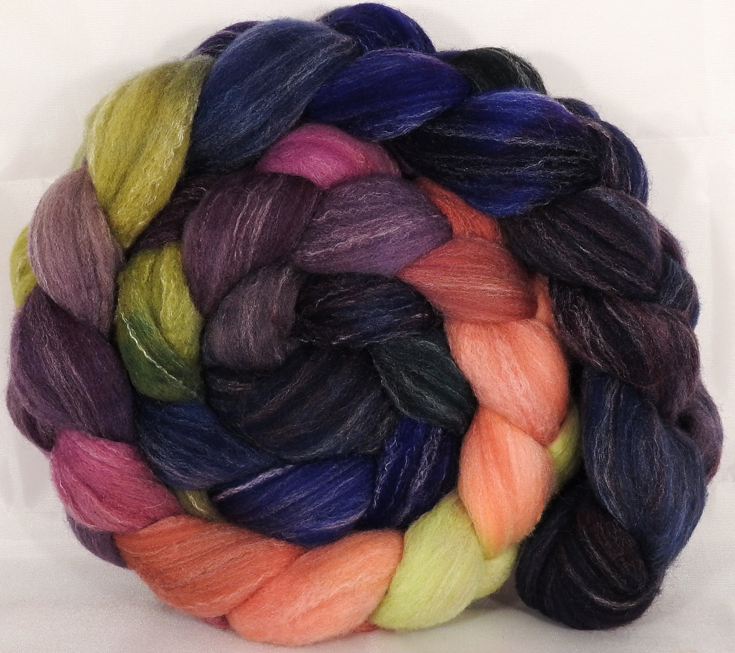 Hand dyed top for spinning -Fresh Fig- (5.25 oz.) Targhee/silk/ bamboo ( 80/10/10) - Inglenook Fibers