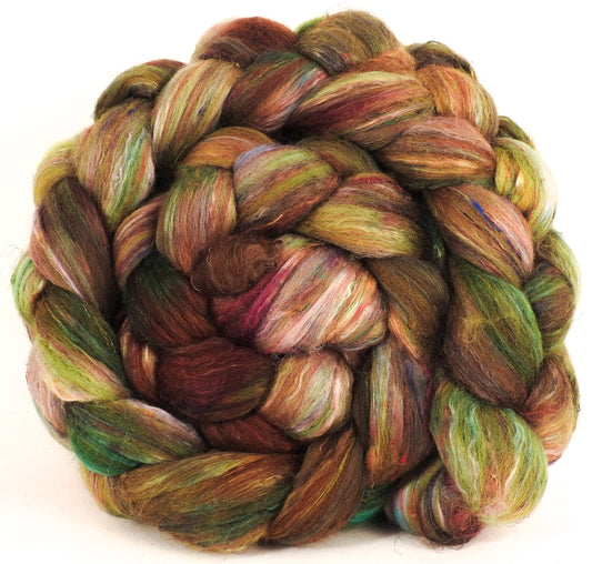 Batt in a Braid #39 - Singular 1 -(5.4 oz.) Falkland Merino/ Mulberry Silk / Sari Silk (50/25/25) - Inglenook Fibers