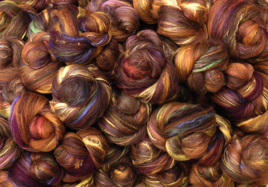 Fruitcake - Sticklebatts (4 oz.) - 30% Bond fleece; merino, org. polwarth, silk, bamboo, silk noil - Inglenook Fibers