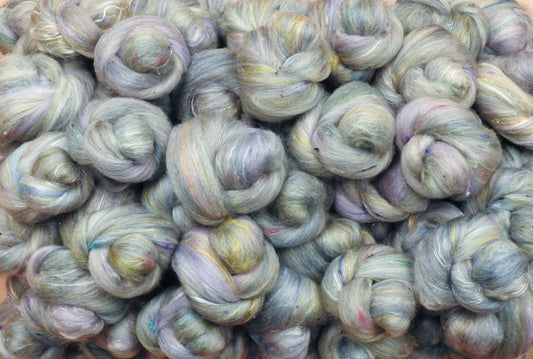 Silver Bells - Sticklebatts (3.5 oz.) - 30% Cormo fleece; merino, alpaca, silk, bamboo, silk noil, angelina - Inglenook Fibers