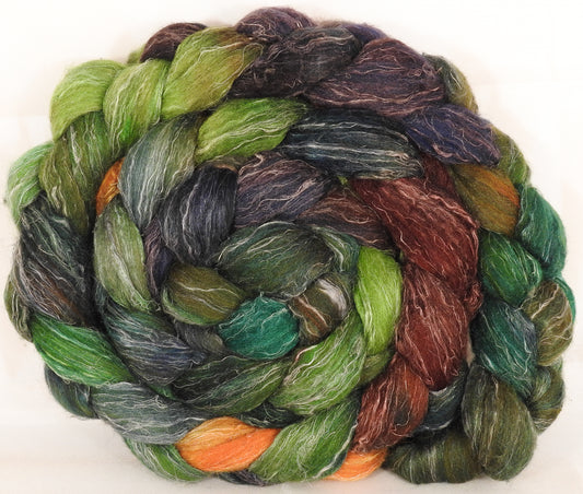 Batt in a Braid #29 -Mossy (5.3 oz.) Rambouillet / Tussah / Flax (40/40/20) - Inglenook Fibers