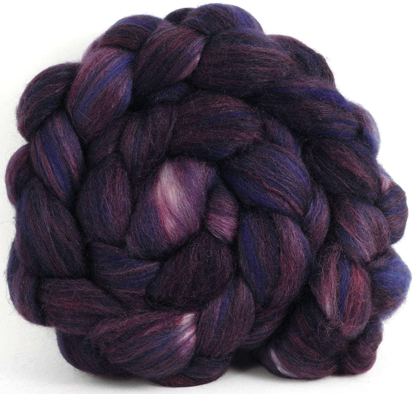 Banshee (5.7 oz) - Batt in a Braid #6 - 1/3 Grey Baby Alpaca/1/3 Polwarth/ 1/3 Tussah Silk