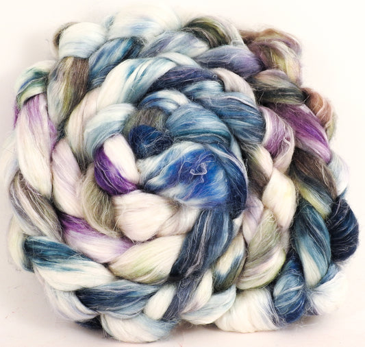 Hand dyed Tussah Silk / flax roving - (65/35) - Oysters - (5.1 oz.) - Inglenook Fibers