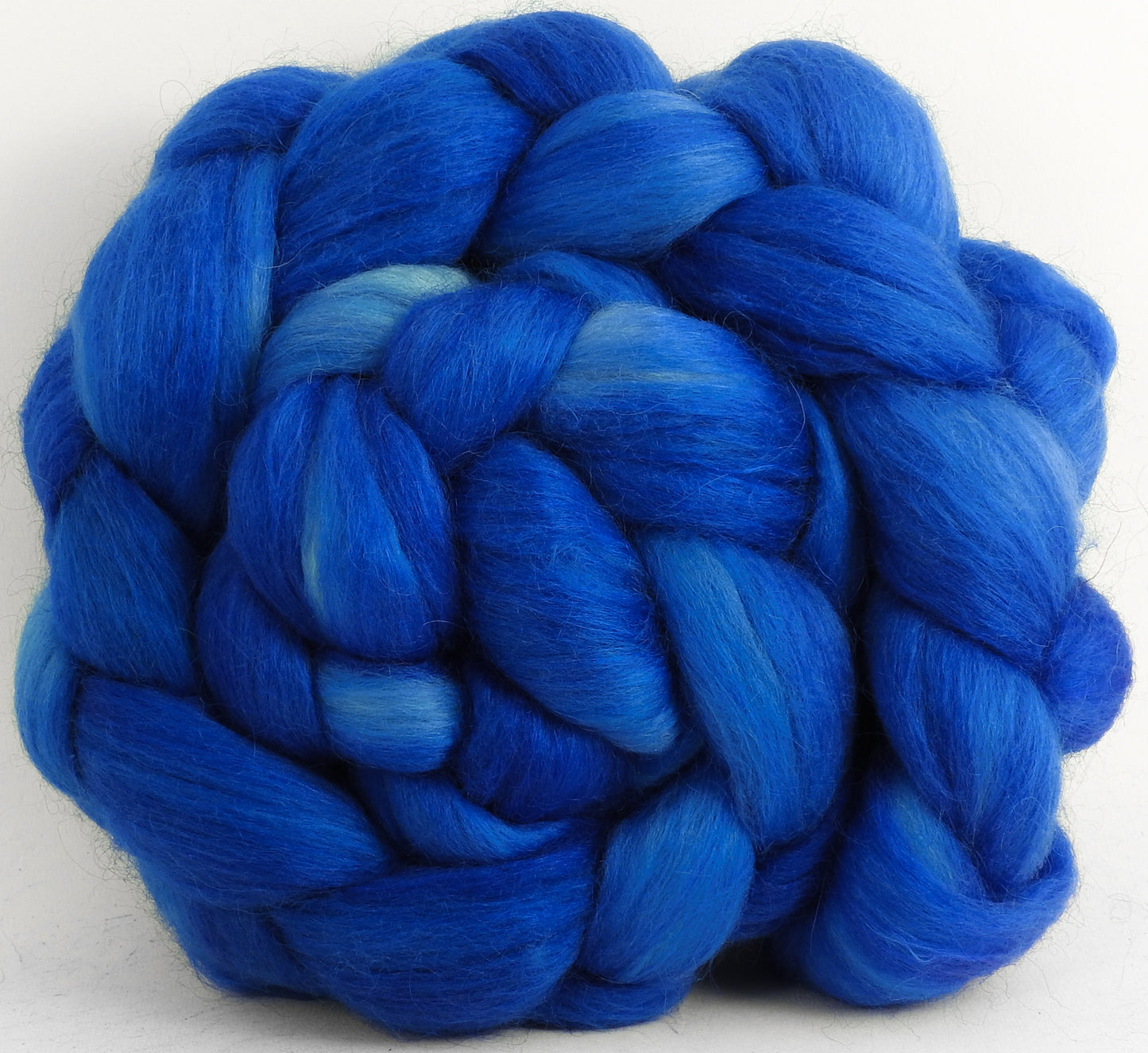 Nordic Blue (5.7 oz) - Batt in a Braid #52- Wensleydale/ Mulberry silk/ Polwarth (60/25/15)