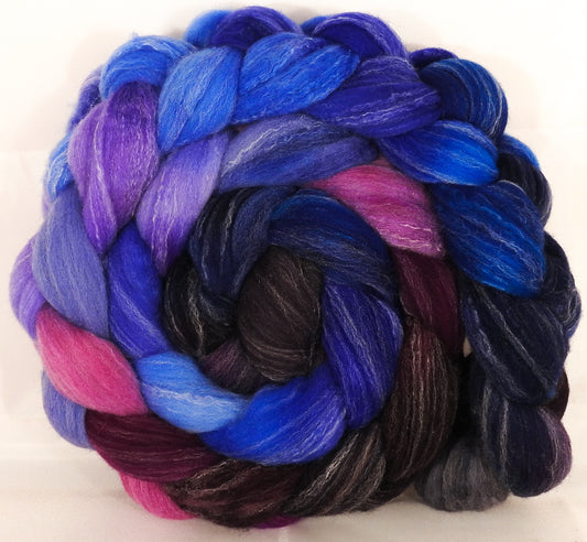 Hand dyed top for spinning -Night Light- (5.15 oz.) Targhee/silk/ bamboo ( 80/10/10) - Inglenook Fibers