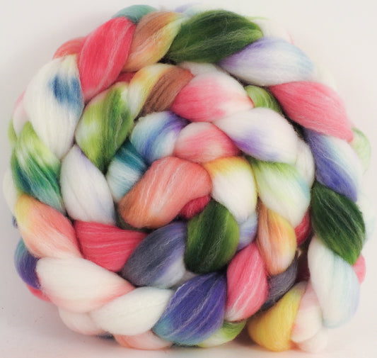 Hand dyed top for spinning -Ribbon Candy - (5.5 oz.) Targhee/silk/ bamboo (80/10/10) - Inglenook Fibers