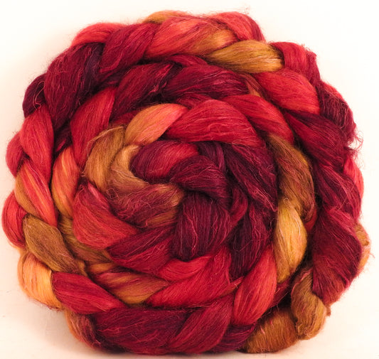 Hand dyed Tussah Silk / flax roving - (65/35) - (5.5 oz.) - Inglenook Fibers